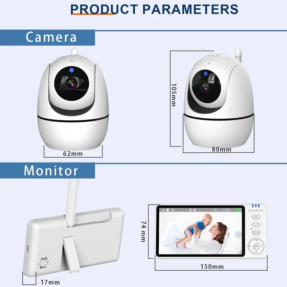 5 Inch Video Baby Monitor With Camera PTZ Zoom Babyphone Cam Security Protection Surveillance Cameras Temperature Sensor Lullaby 6 5 Inch Video Baby Monitor With Camera PTZ Zoom Babyphone Cam Security Protection Surveillance Cameras Temperature Sensor Lullaby 6