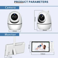 Moniteur vidéo pour bébé de 5 pouces, avec caméra, Zoom PTZ, Protection de sécurité, caméras de Surveillance, capteur de température, berceuse 6