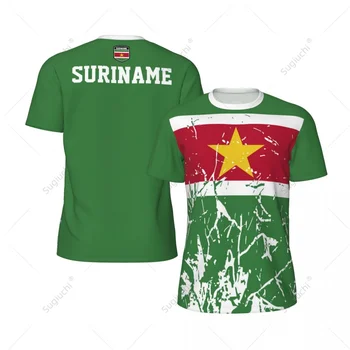 Exclusive design Suriname Flag Grain 3D Printed Men For Running Bike Soccer Tennis Fitness Sports Mesh Fans Short T-shirt 1