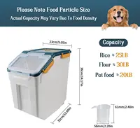 Large Flour Storage Container Bin 25lb, 4Pack Airtight Rice Storage Containers with Wheels Seal Locking Lid, BPA Free with 2