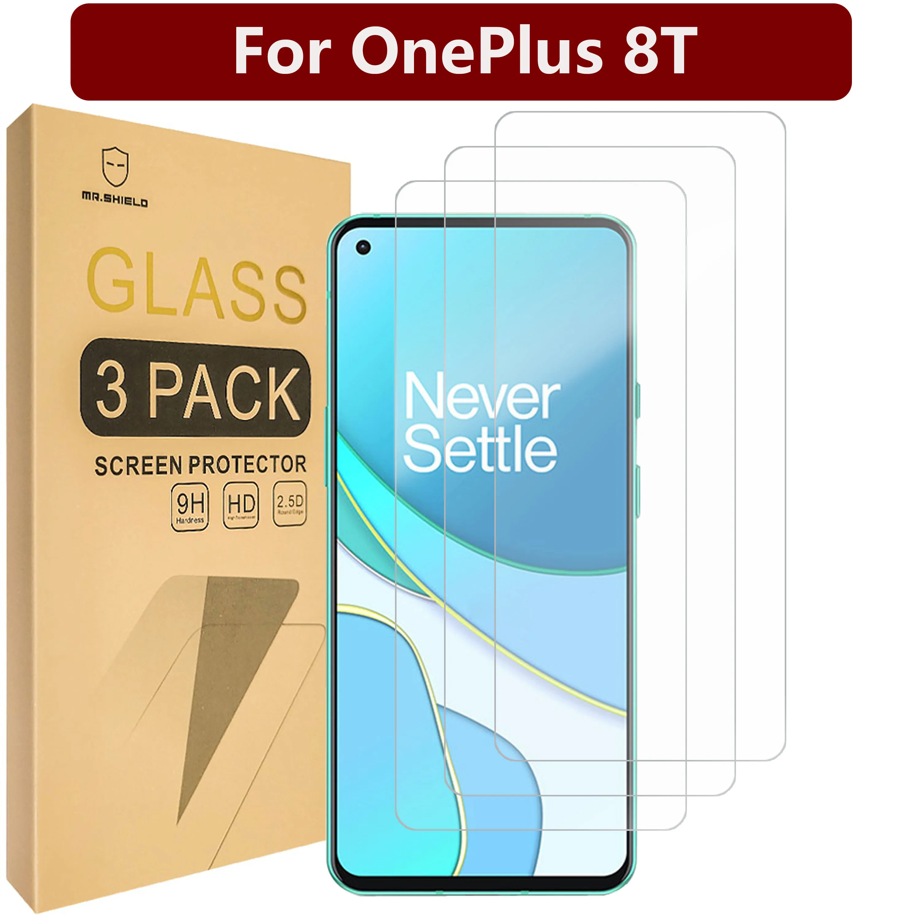 

Mr.Shield [3-Pack] Designed For OnePlus 8T [Tempered Glass] [Japan Glass with 9H Hardness] Screen Protector