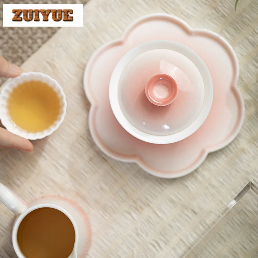 140ml Gradient Watermelon Red Gaiwan Household Sancai Tea Tureen Ancient Tea Maker Cover Bowl Teaset Accessories Decoration Gift