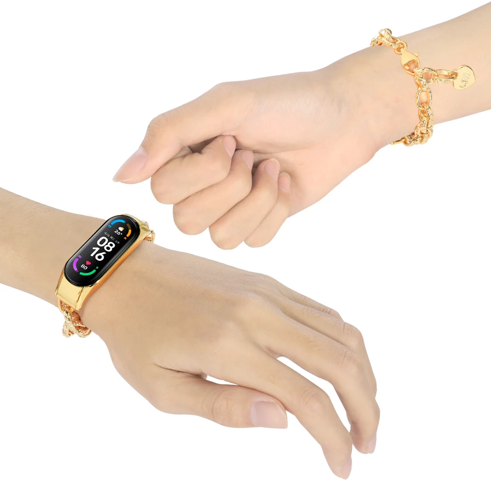 Sport Smart bracelet strap For Xiaomi Mi band 7 6 5 4 Correa Women's Metal Stainless Steel Bracelet Wristband For Xiaomi mi band