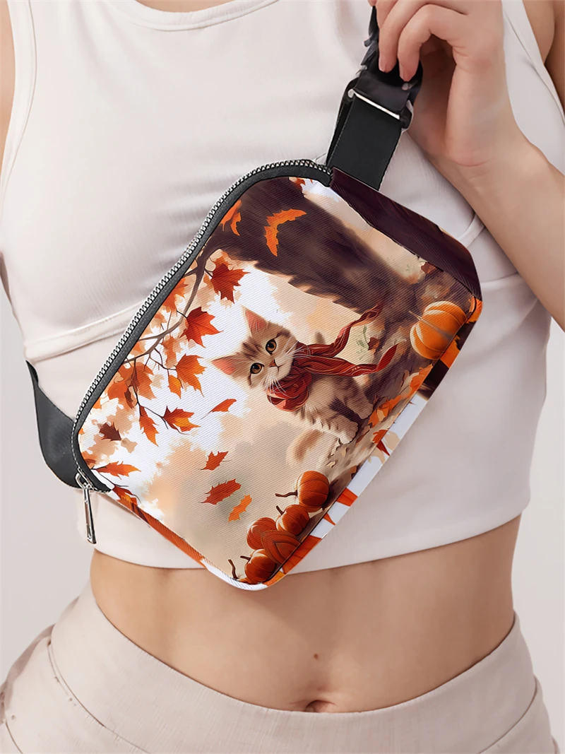 1pc,Maple Leaf Cat Fashion Adjustable Crossbody Bag, Neutral Sports Waist Bag, Suitable for Running
