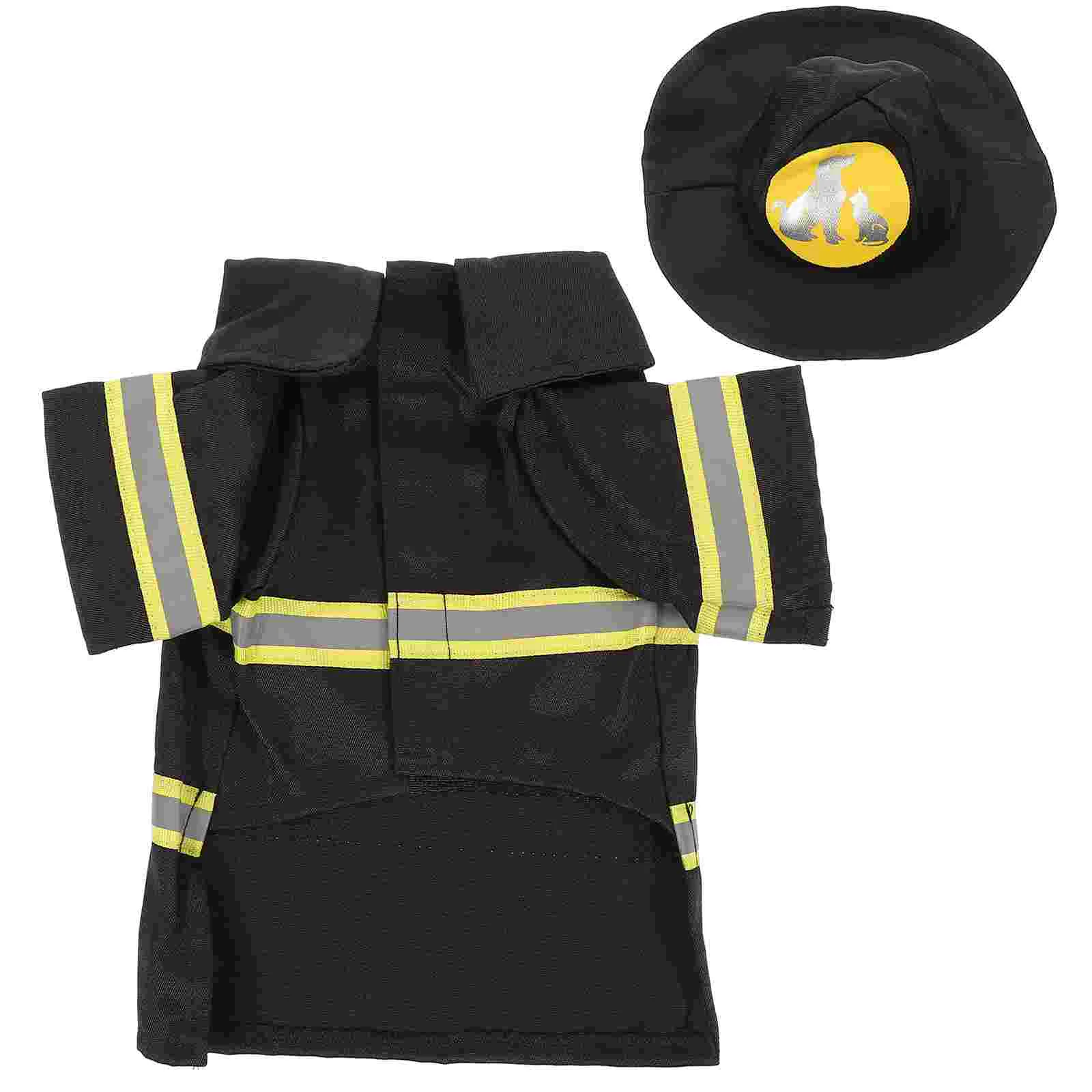 

Santa Claus Outfit Dog Firefighter Costume Dog Cat Cosplay Fireman Apparel Puppy Jacket Coat With Firefighting Hat Size S Black