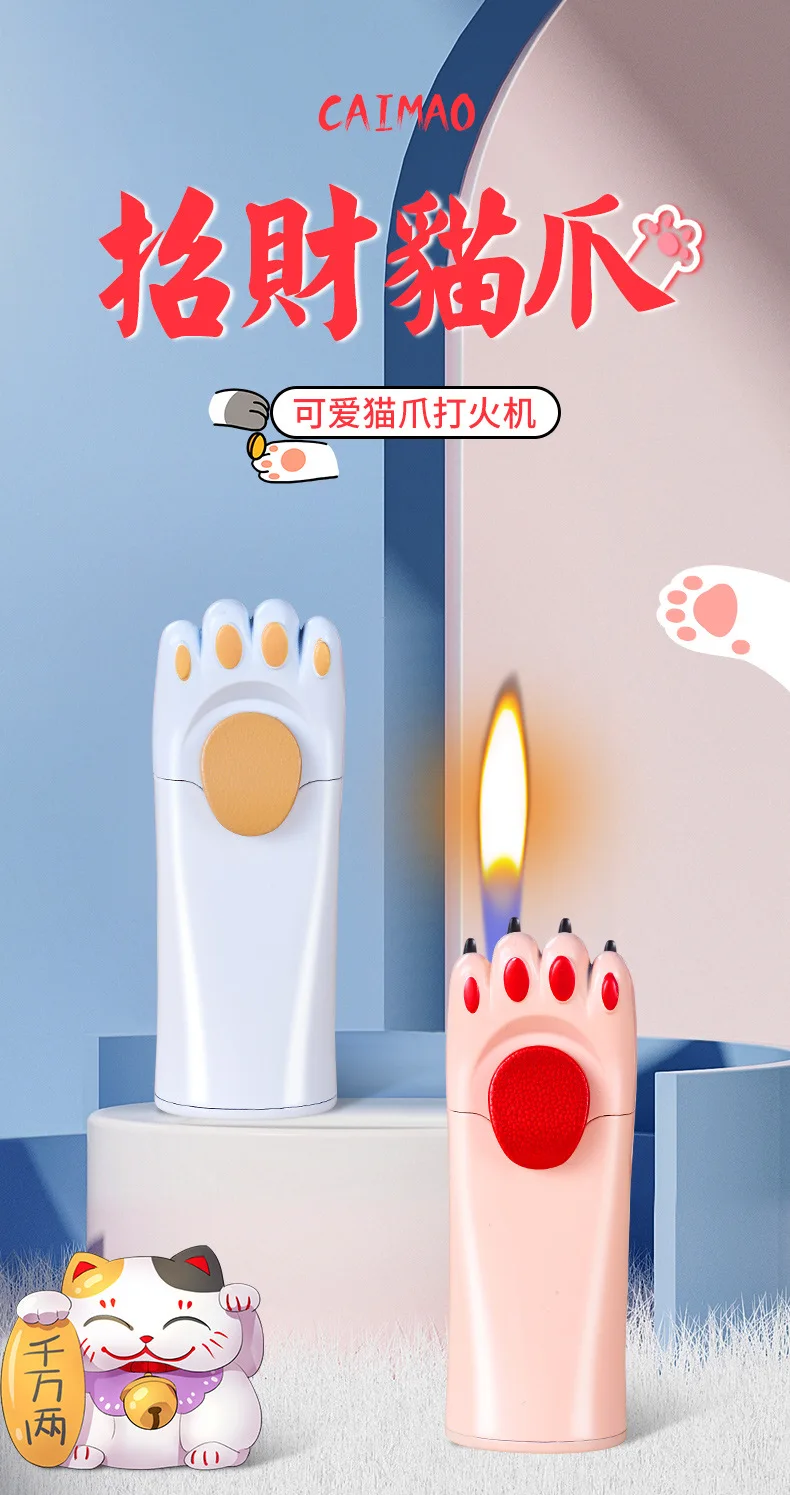 Description Picture 2 of itemNew Inflatable Lighter with Colorful Cat Paw Design, Turbo Torch, Open Flame, Portable Igniter, Men's Gift
