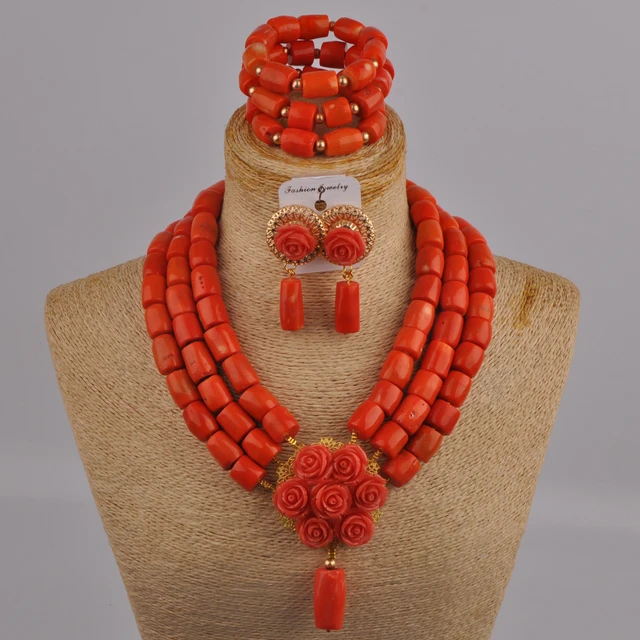 High Class African Coral Beads Jewelry Set For Men And Women | LaceDesign