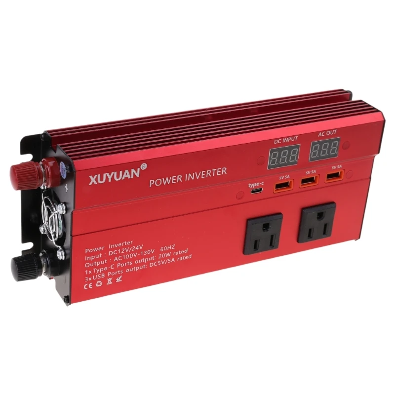 4000W Solar Power Inverter Sine Wave LED 4 USB DC12 To AC110V/220V Convert