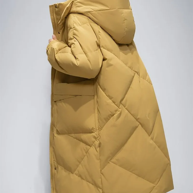 2024 New Women Down Jacket Winter Coat Female Mid Length Version Parkas Thick Warm Outwear Hooded Leisure Time Overcoat