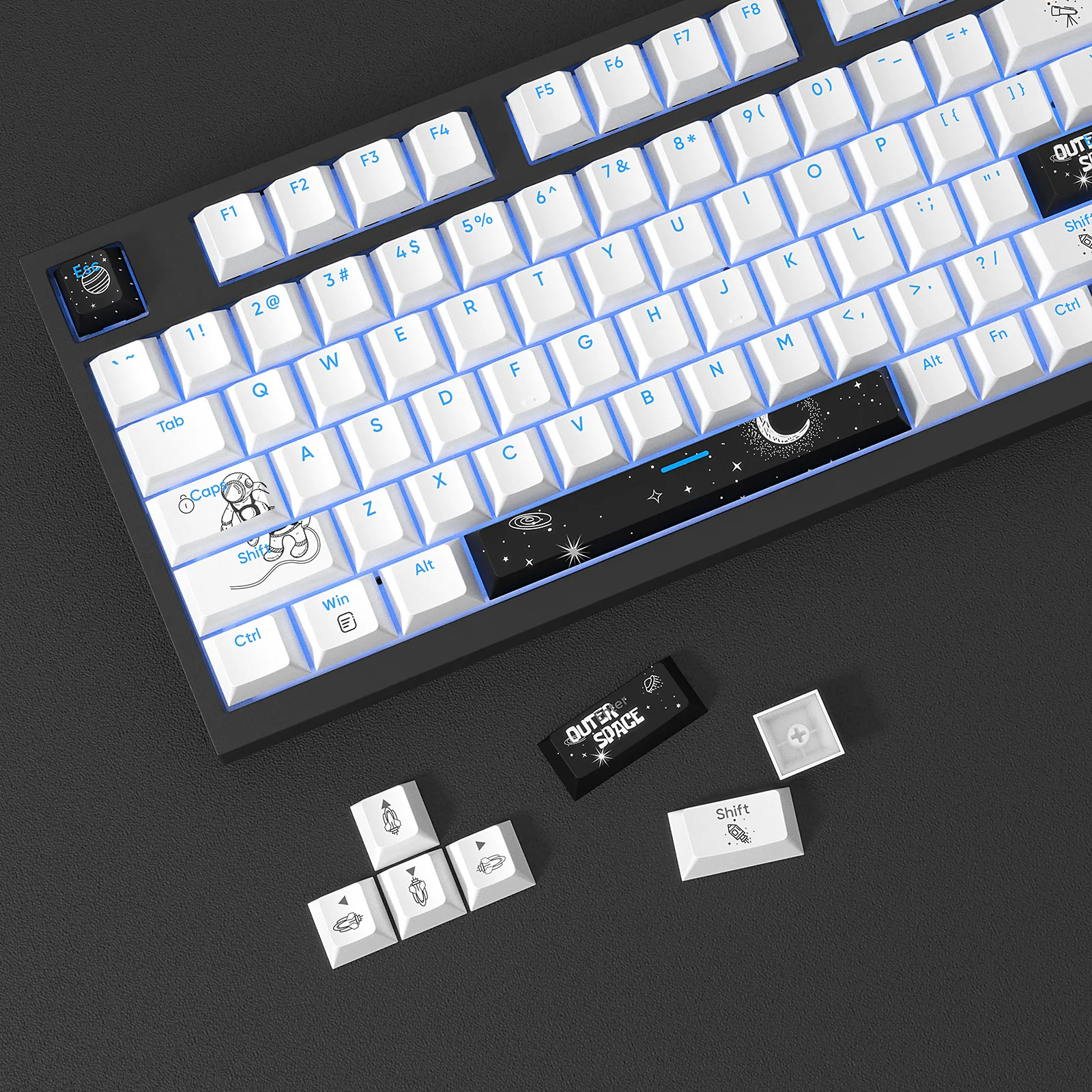 Espaço Sideral Backlit Keycaps Cherry Perfil Pbt Dye Sub Keycap para Cherry Gateron mx Switches Teclado Mecânico Ansi Iso