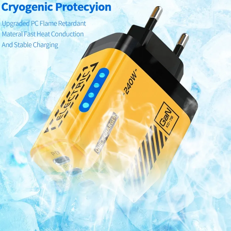 รูปสินค้า อะแดปเตอร์ชาร์จไฟ GaN 240W 5 พอร์ต ชาร์จเร็ว สำหรับมือถือและโน้ตบุ๊ก