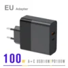 FMchip 100W Power GAN Charger Type-C QC PD Adapter Charger QC3.0 for Latop Soldering Iron Mobile Phone Replacement Adapter 4