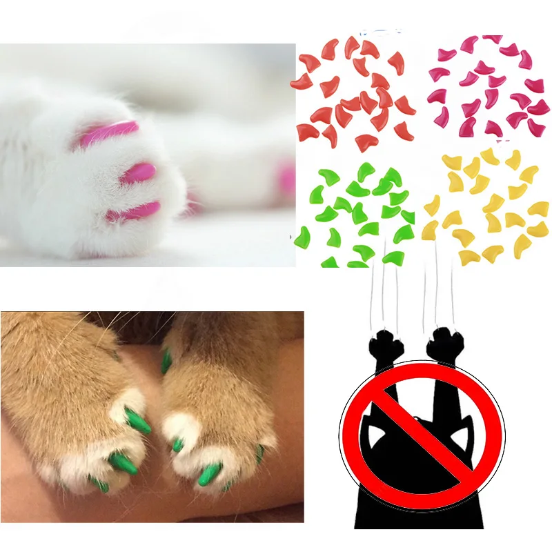 Nail Caps For Cat Claws Pads Claw Caps With Glue For Cat Colorful Soft