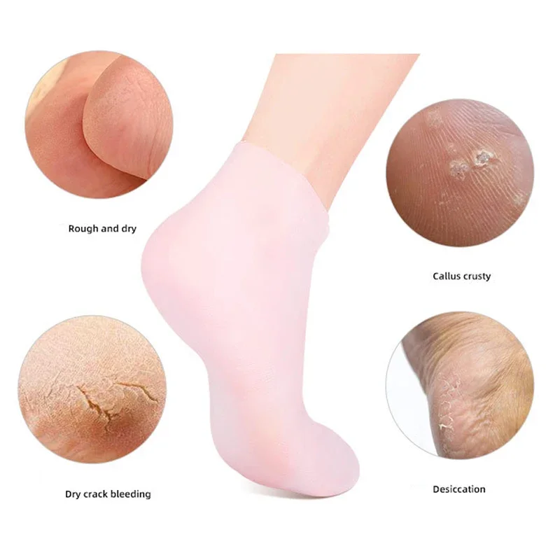 Silicone Foot Spa Pedicure Socks Insole Gel Moisturizing Sock Anti-Cracked Heel Protector Prevent Calluses Feet Care Socks 1pari