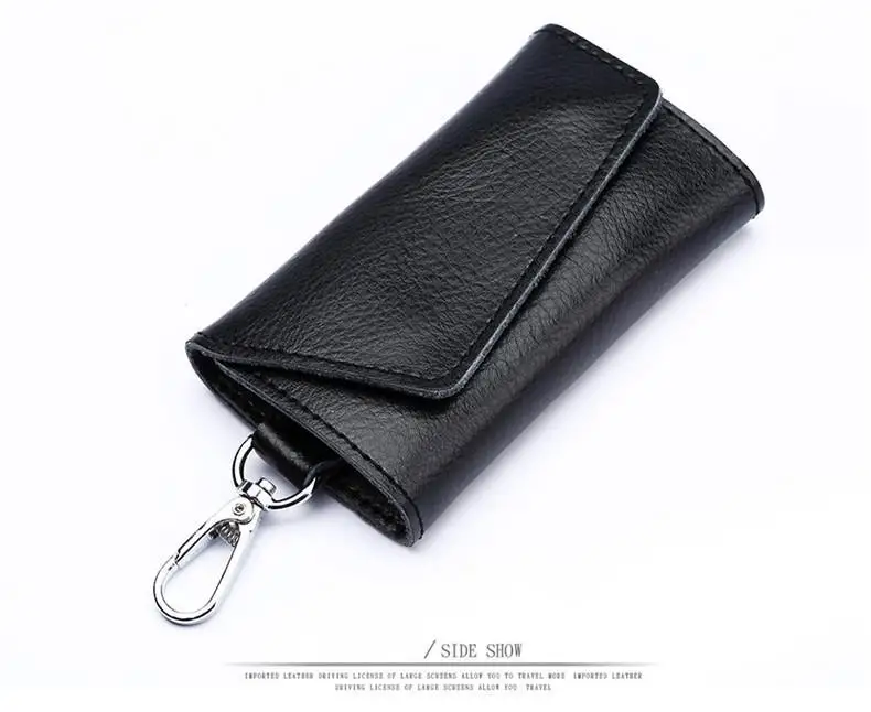 Genuine Leather Keychain Men Women Key Holder Organizer Pouch Cow Split Car Key Wallet Housekeeper Key Case Mini Card Bag A-001