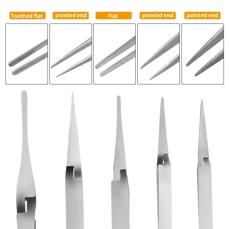 1PC Tweezers Stainless Steel Non-slip Cross Lock Reverse Action Tweezer Save Effort Maintenance Tools tweezer tool