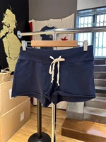 Drawstring Navy Sports Sweatshort Women Summer High Waist Cotton Raw Trim Straight Shorts Vintage Harajuku Streetwear Short Pant - Image 2