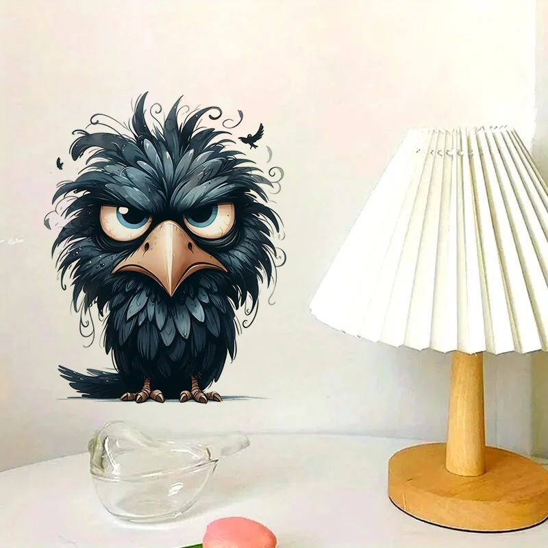 1pc Funny Black Raven Sticker Water-proof Home Wall Decal for Wall Bathroom Cabinet Door Toilet Car Laptop wall stickers,toilet stickers