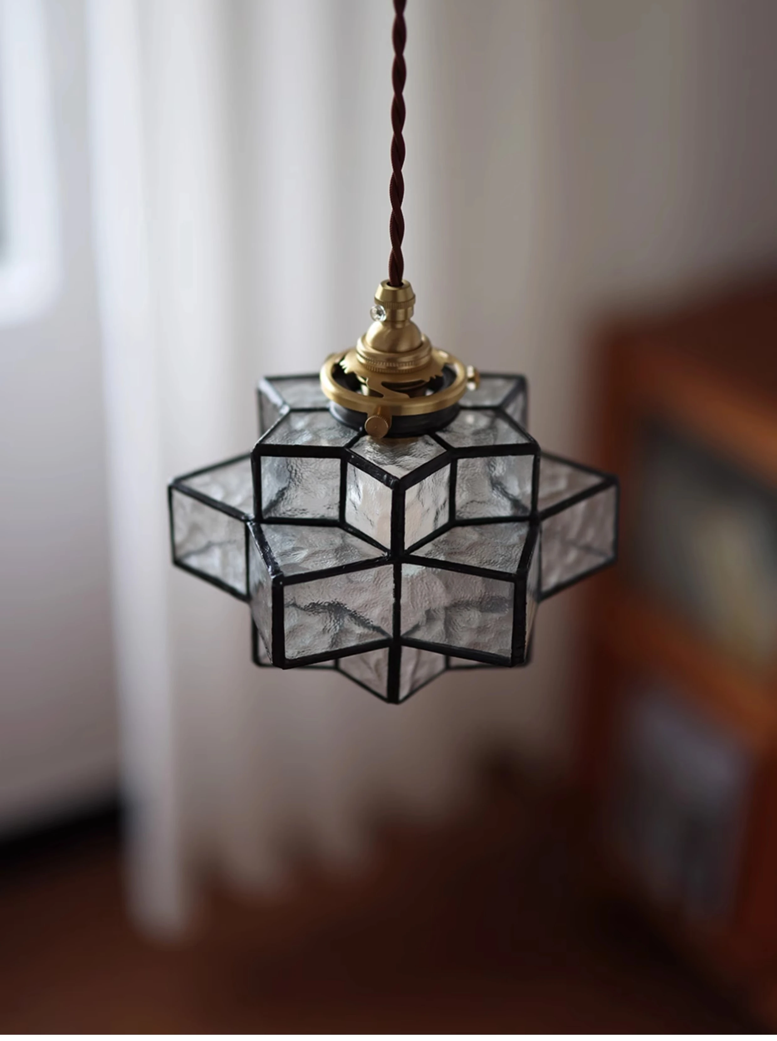 Japanese Style Retro Handmade Chandelier Medieval Entrance Corridor Bedside Cafe Bar Homestay Glass Chandelier