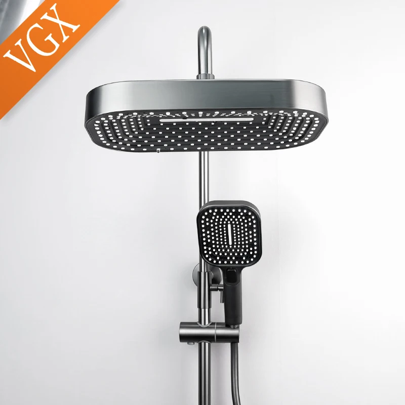 VGX Thermostatic Shower System Intelligent Digital Bathroom Shower Faucet Set Temperature Display Bathroom Bidet Set