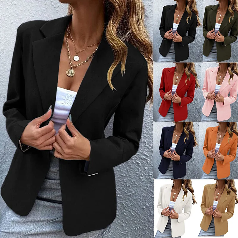 

Spring 2023 New Casual Long Sleeve Solid One Button Small Suit Coat Women's Suit