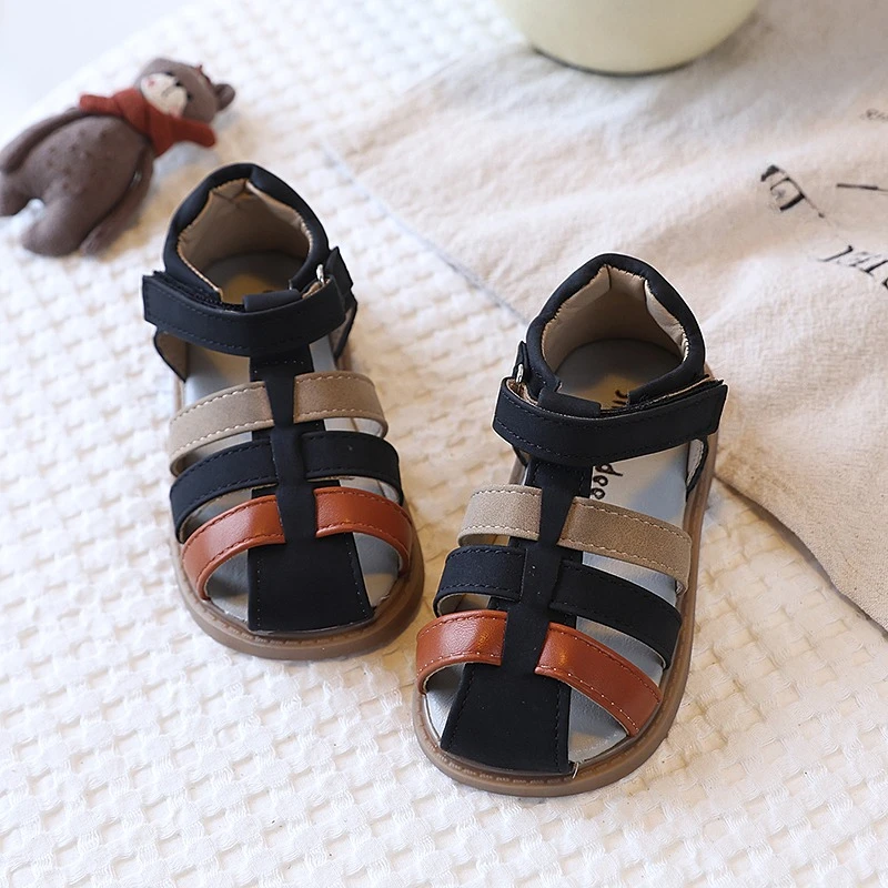 Boys Summer Closed Toe Sandals Anti-Collision Soft Sole Beach Shoes Non-Slip Rubber Bottom Toddler Casual Footwear 21-30 - 2