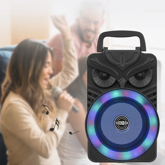 HiFi Bluetooth-Compatible Speaker FM Radio Aux HiFi Stereo Subwoofer RGB Light Karaoke Handheld Sound Subwoofer HIFI Loudspeaker 2