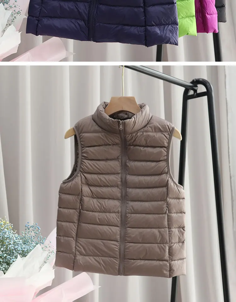 2022 Autumn Winter Ultra Light Down Jacket Parka Women White Duck Down Vest Coat Female Sleeveless Warm Waistcoat Plus Size 3XL ladies parka coats