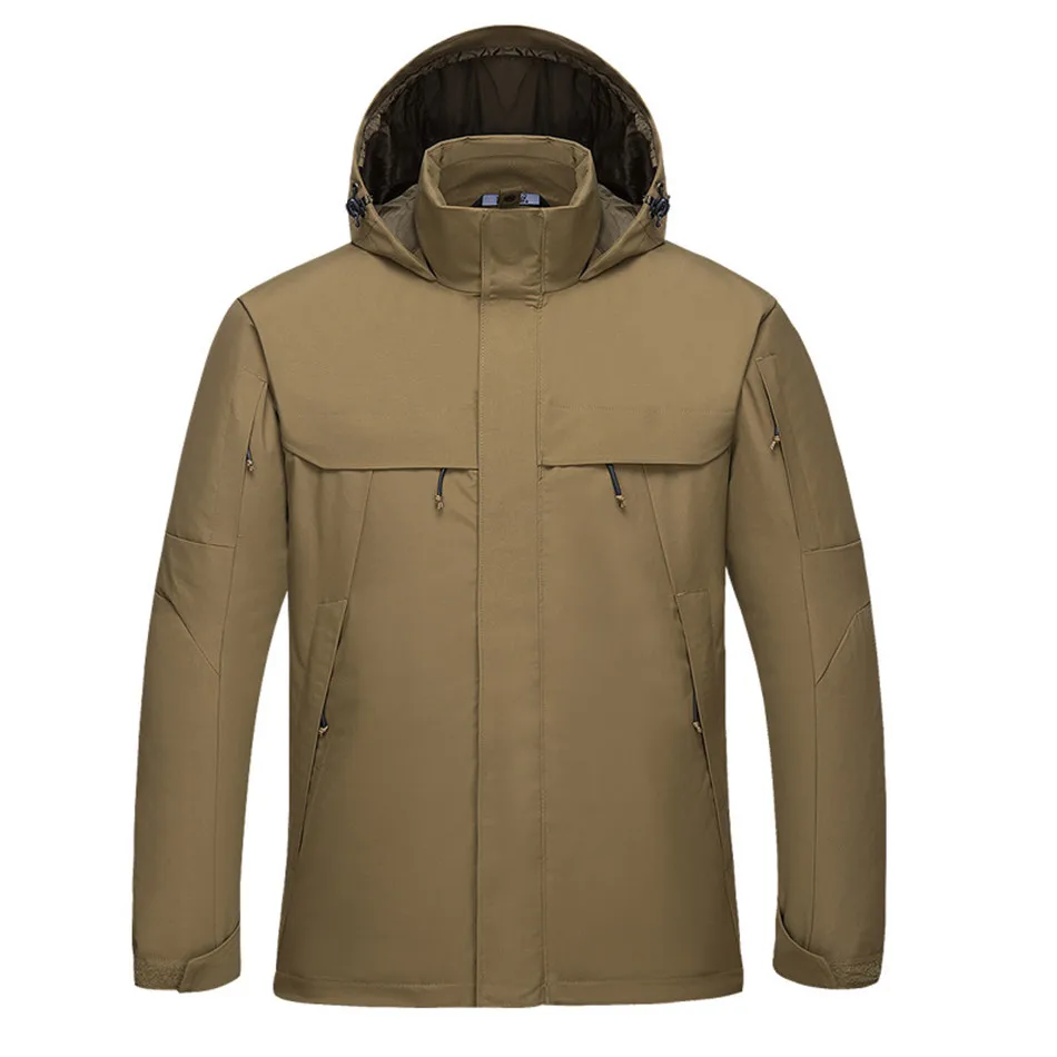 Outdoor 3 in 1 Tactical Windbreaker Coat Outdoor Hiking Detachable Autumn Winter Two-piece Set Thickened Waterproof Jacket