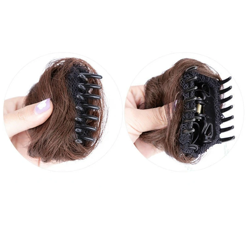 Synthetic Claw Clip Hair Extention Hair Bun Meatball Head Accessories Messy Straight Clip-in Donut Bun