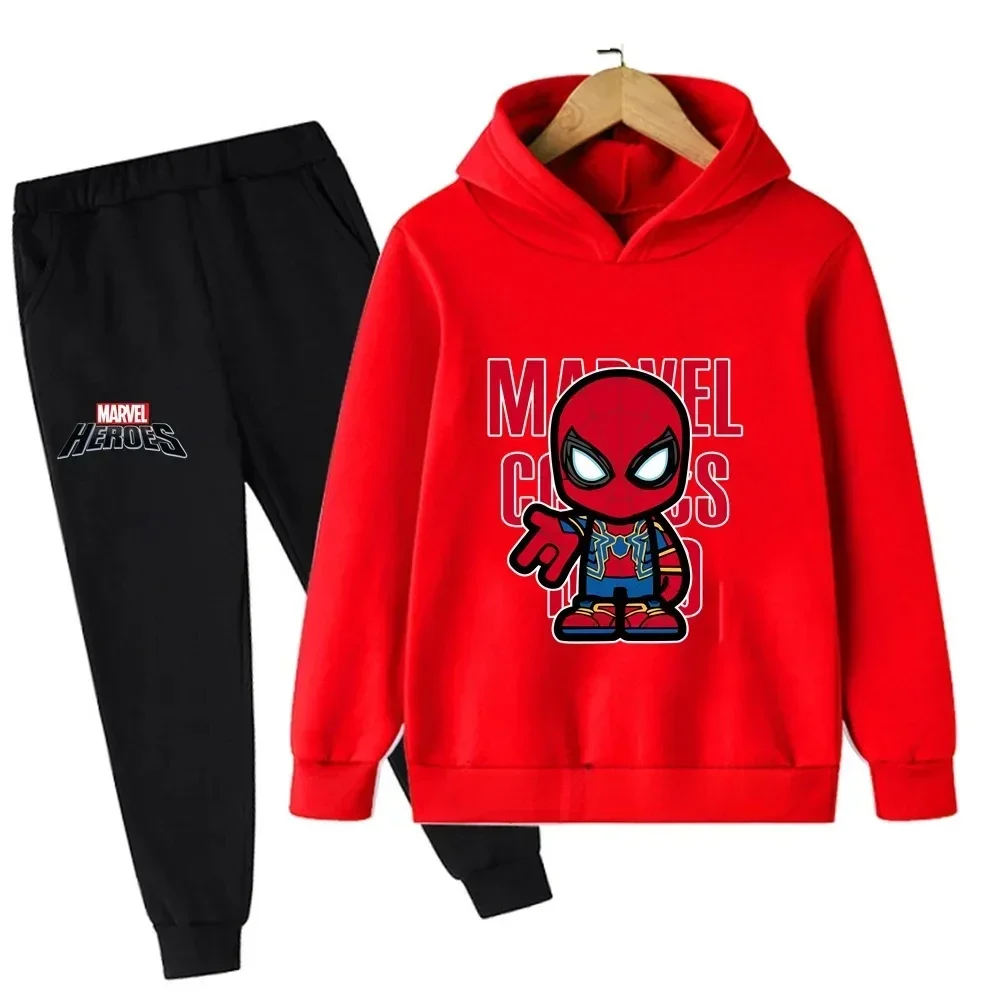 thumbnail image 1 of Ropa de moda de primavera y otoño para niños, sudaderas con capucha y pantalones con estampado de dibujos animados de Marvel Spiderman, conjuntos de 2 piezas, trajes deportivos informales para niños y, 1 of 5