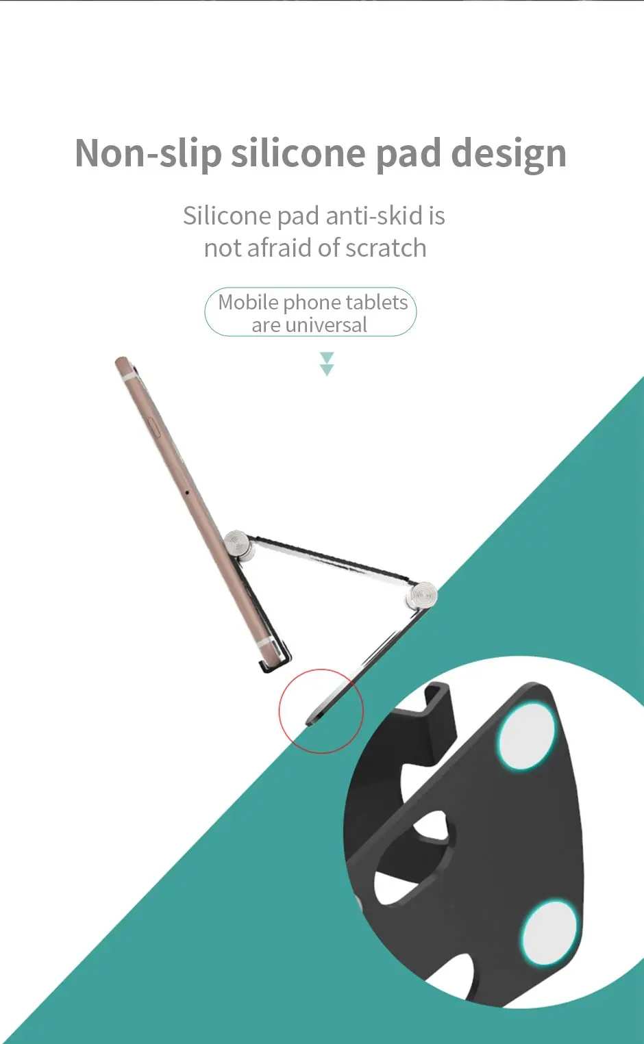 S6499058ce30b45e4a22f673f62b360ee1 All Metal Aluminum Alloy Mobile Phone Desktop Stand Tablet Stand Lazy Live Portable Folding Mobile Phone Stand Mallzona