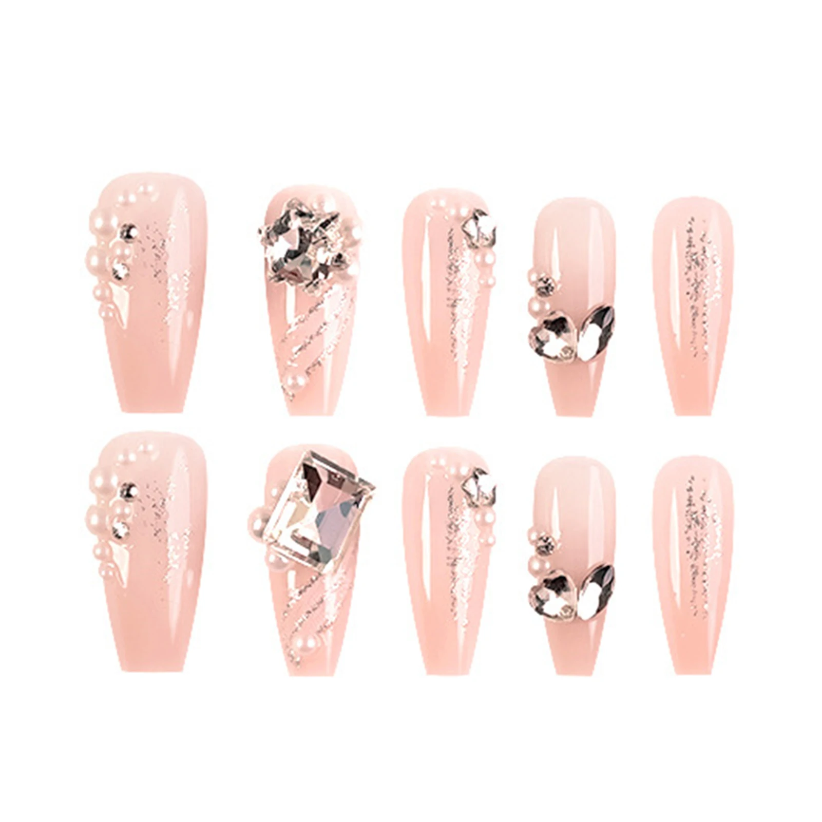 

Pink False Nails with Rhinestone Pearls Chip-Proof Smudge-Proof Fake Nails for Manicure Lovers and Beauty Bloggers