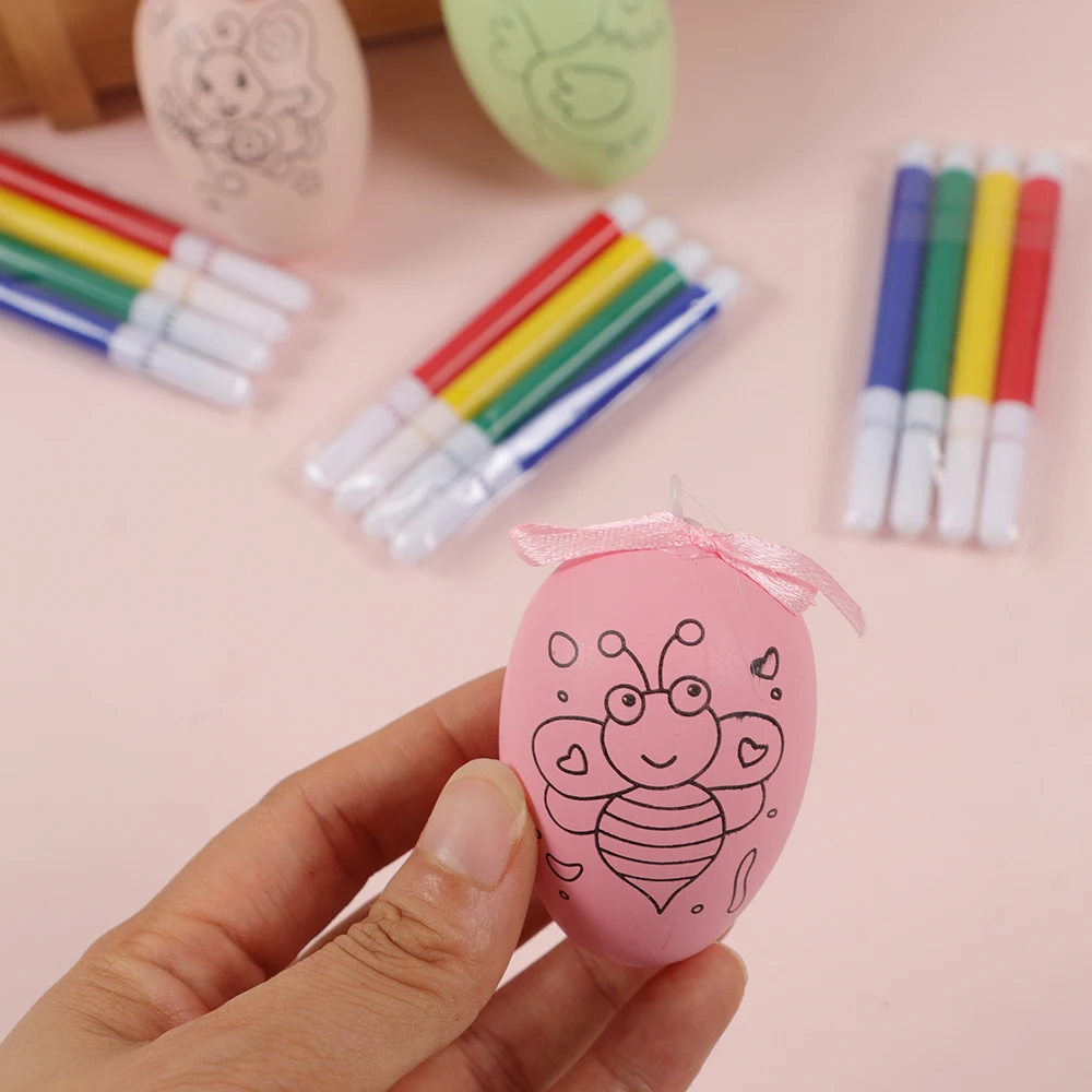 12pcs DIY 그림 어린이를위한 부활절 달걀 예술 공예 색상 작성 그리기 장난감 어린이 생일 파티 호의 유치원 선물
