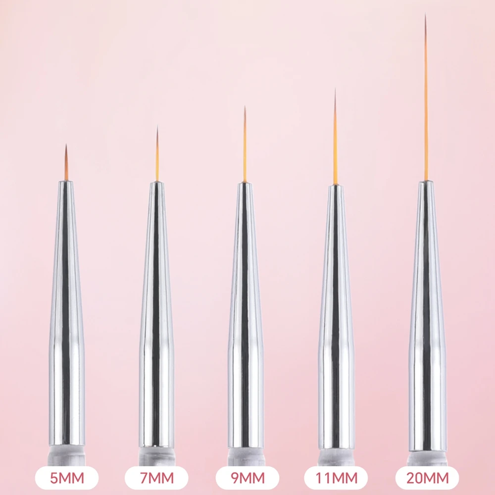 5Pcs/Set Nail Liner Brush Transparent Brush Holder Printing Drawing Vines Leaves Grids Lines Manicure Art Decoration Tools Kit 3