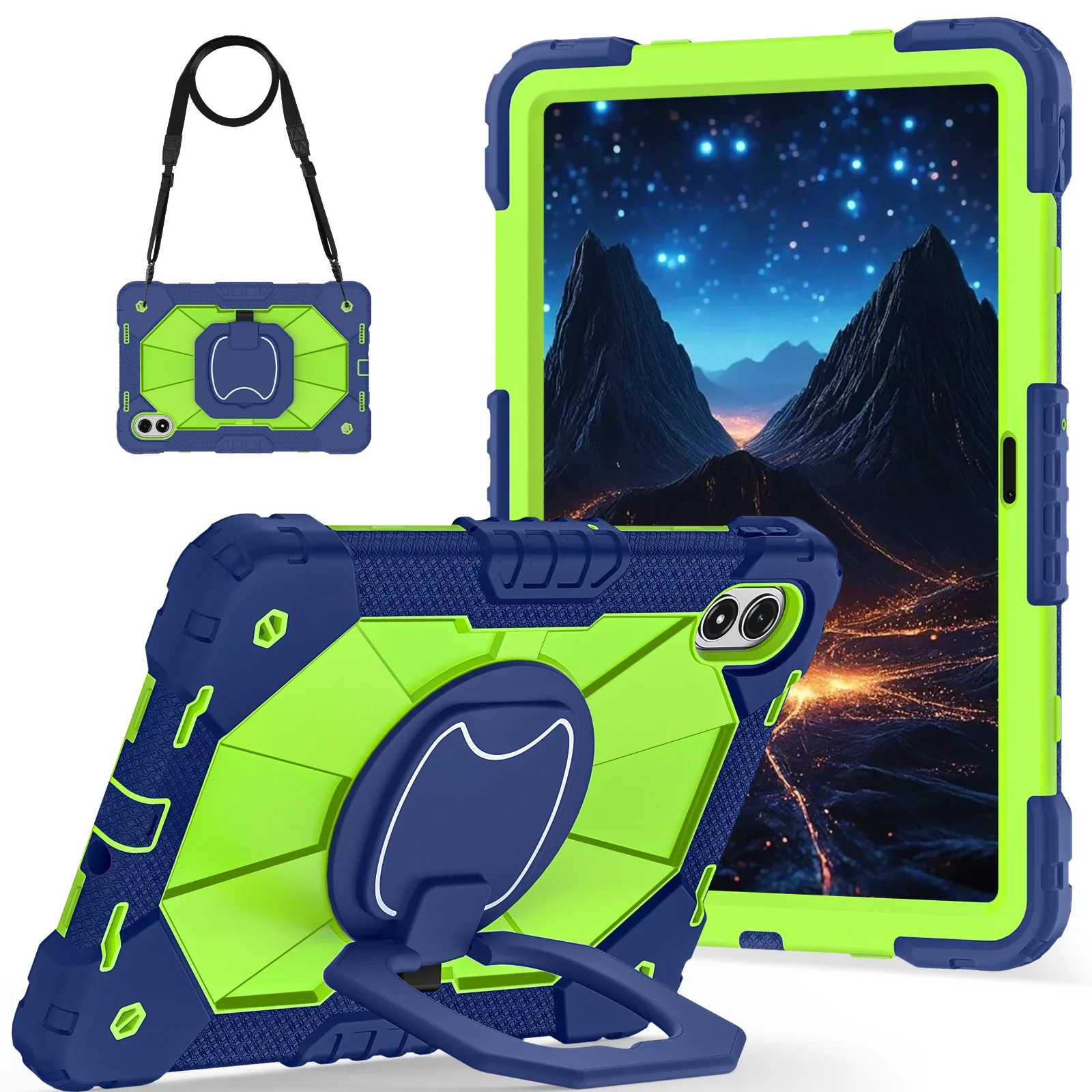 Heavy Duty Shockproof Tablet Case with Stand & Shoulder Straps - Silicone + PC