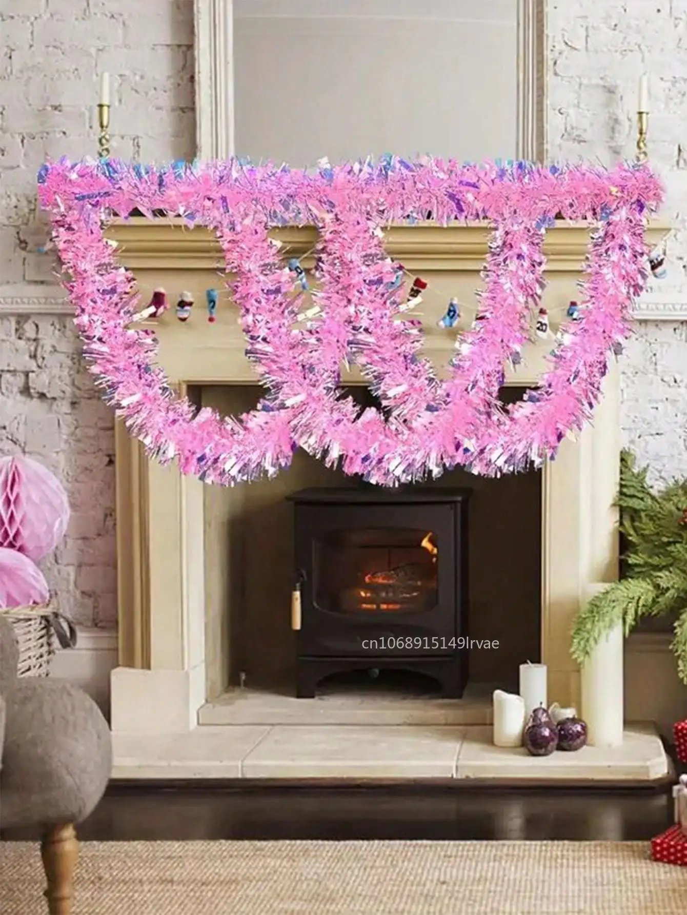 180cm Christmas Pink Foil Wreath Foil Wrap Wreath Glitter Foil Wreath Decoration Xmas Tree Wedding DIY Crafts Party Supplies