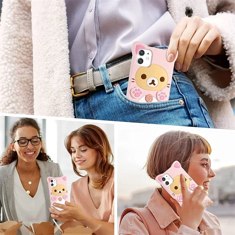Adorable Cartoon Bear Kawaii Soft Silicone Shockproof Phone Case Cover