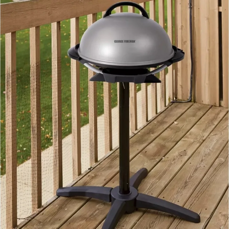 George Foreman Indoor Outdoor Grill-Watt Silver Electric Grill in