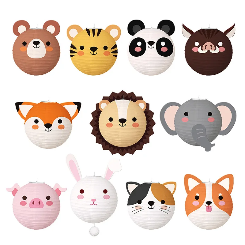 Animal Lantern Foldable Birthday Paper Ball Lantern Hanging Forest Animal Theme Children's Party Decoration paper lantern,led lantern,tissue paper decorations