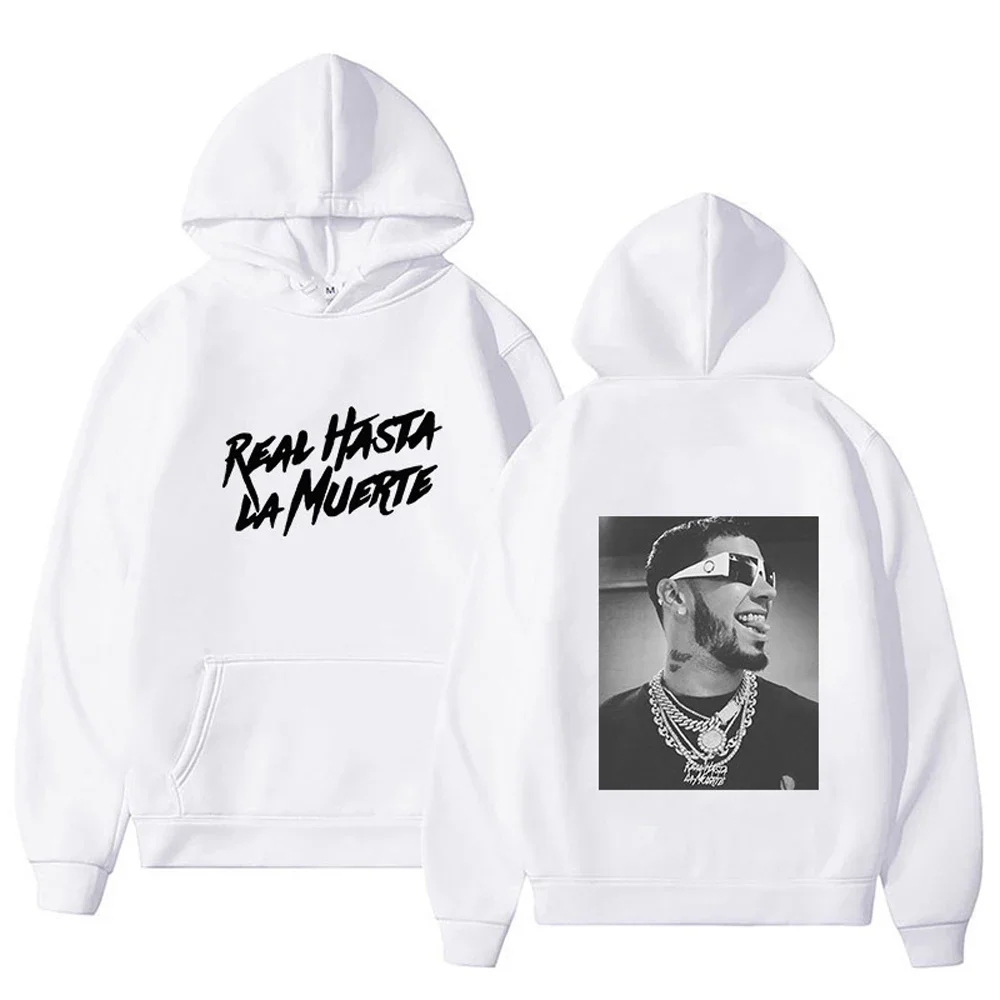 Anuel AA Hoodies Autumn Fleece Hoodie Men's Anuel AA Real Hasta La Muerte Printed Sweatshirts Rapper Loose Pullover Streetwear 5