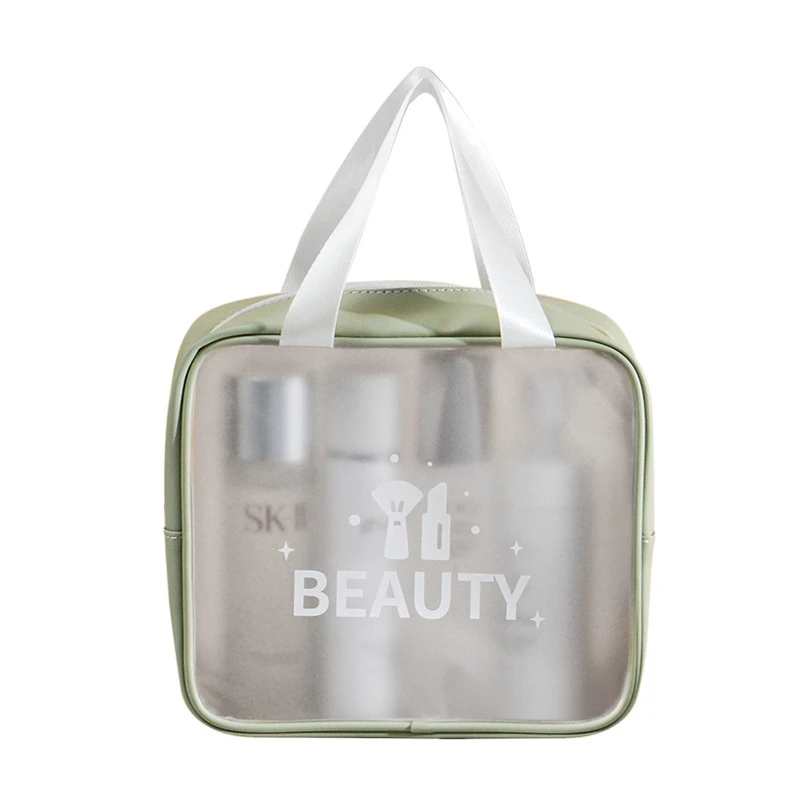Large Capacity Transparent Cosmetic Bag for Women PU Clear Zipper Beauty Case Travel Toiletry Wash Makeup Organizer Storage Bag