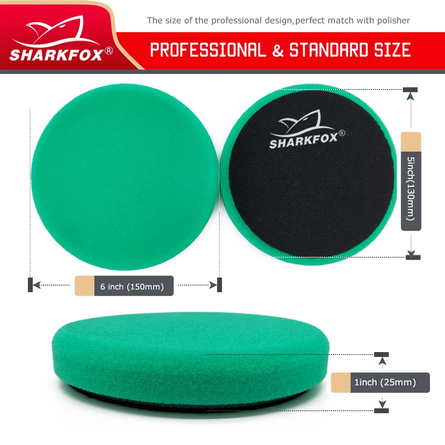 Sharkfox 5"(125mm)/6"(150mm) Car Spong Buffing Polishing Pads Car Flat Polish Pad For DA/RO/GA Car Buffer Polisher Polising/Wax 3