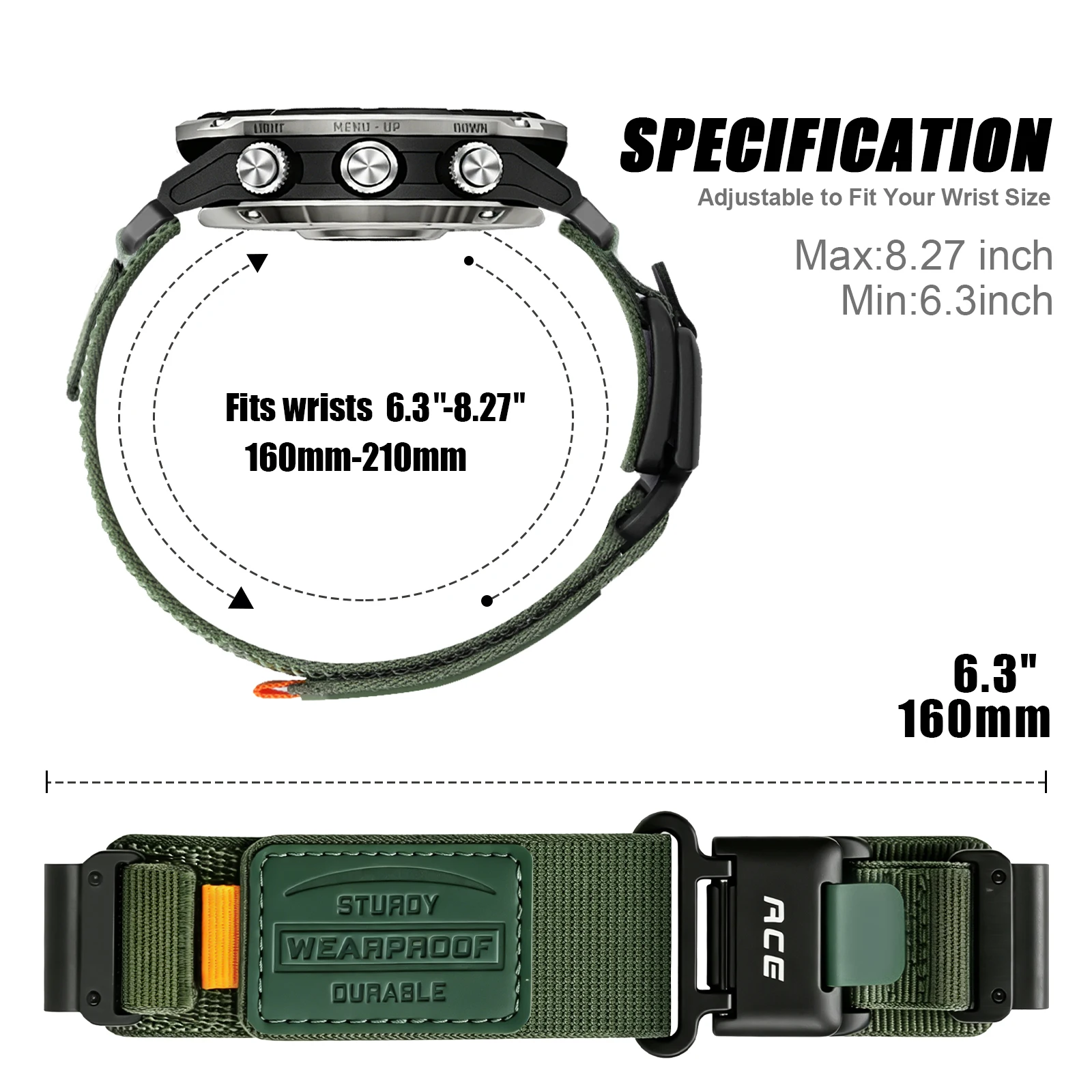 Durable Nylon Watch Strap - Universal Fit, 26mm/22mm, Multiple Styles