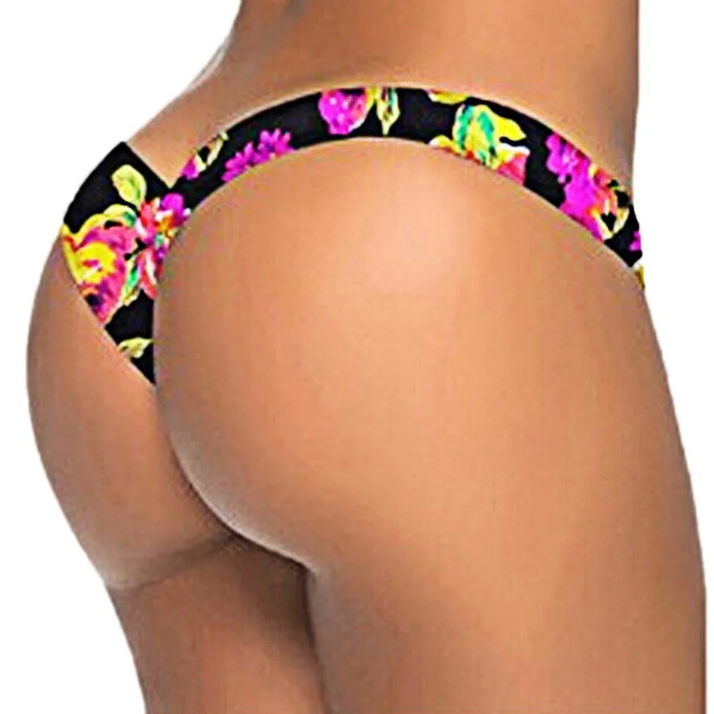Sexy Brazilian Print Women's Bikini Bottom Thong Bathing Swimsuit Swimwear For Teenagers