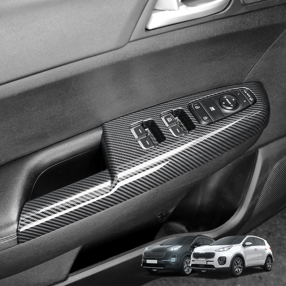Car Window Lift Switch Button Cover Inner Door Armrest Trim Panel Interior Styling Mouldings for Kia Sportage-LHD car window switch cover