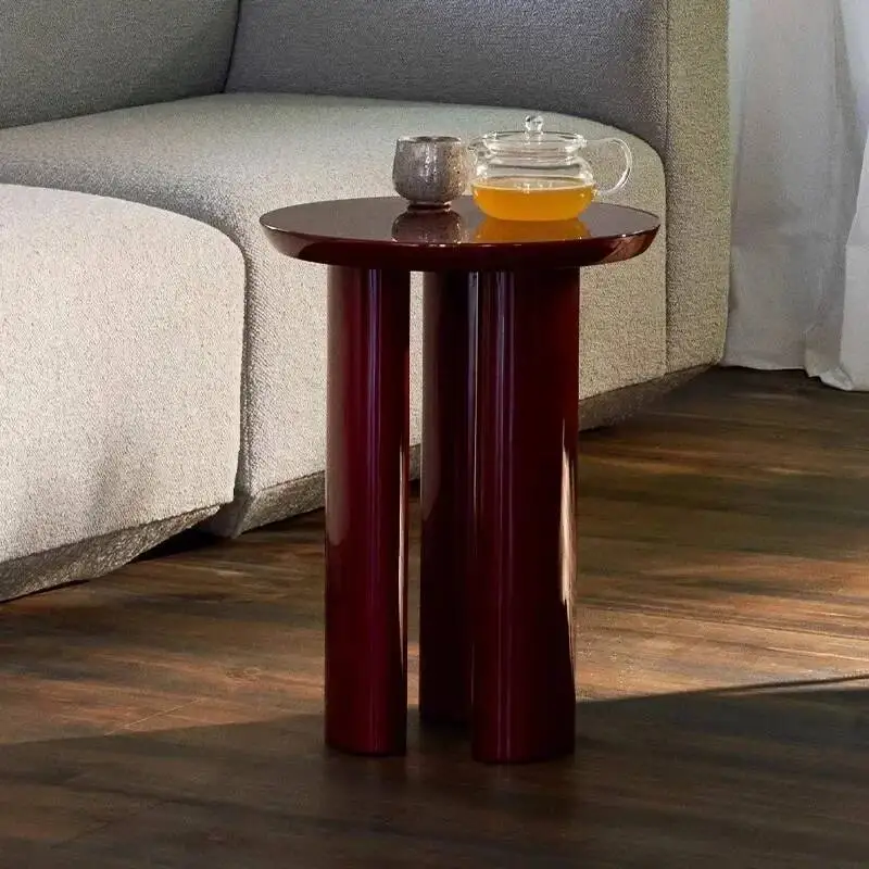 Retro Modern Round Side Table with Vintage Design for Small Spaces Easy Assembly Mid-Century Sofa Coffee Table for Living Room