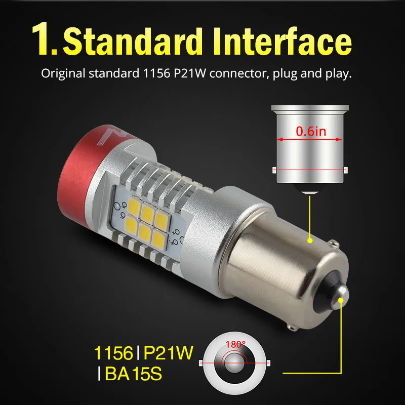 NAO P21W LED 1156 PY21W BA15S T20 W21/5W W5W T10 7443 LADA DRL P21/5W 1300LM ڵ   7440 BAY15D W21W 1157  