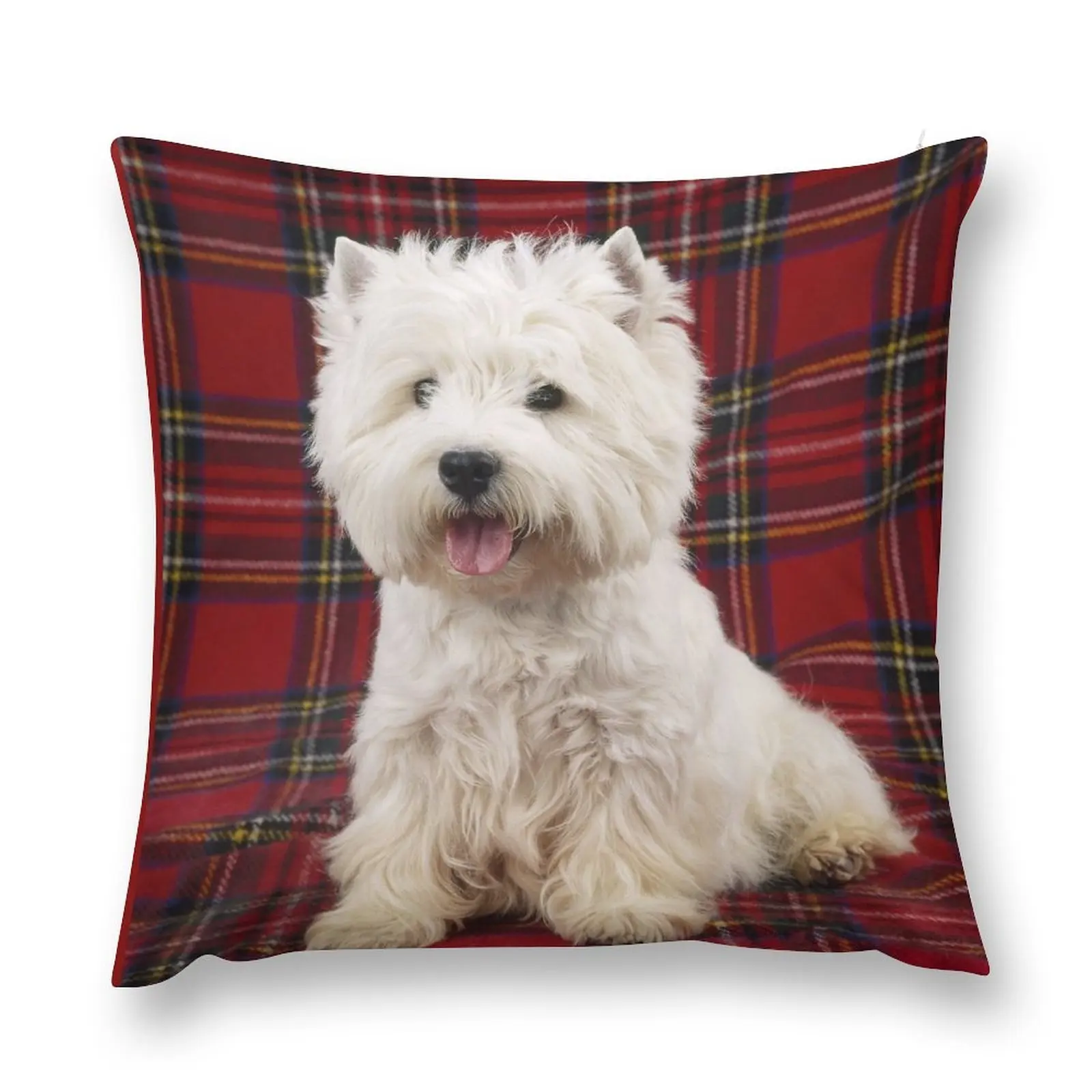 

West Highland White Terrier on a Scotch Plaid Throw Pillow Plaid Sofa luxury sofa pillows Sofa Cushion Cover