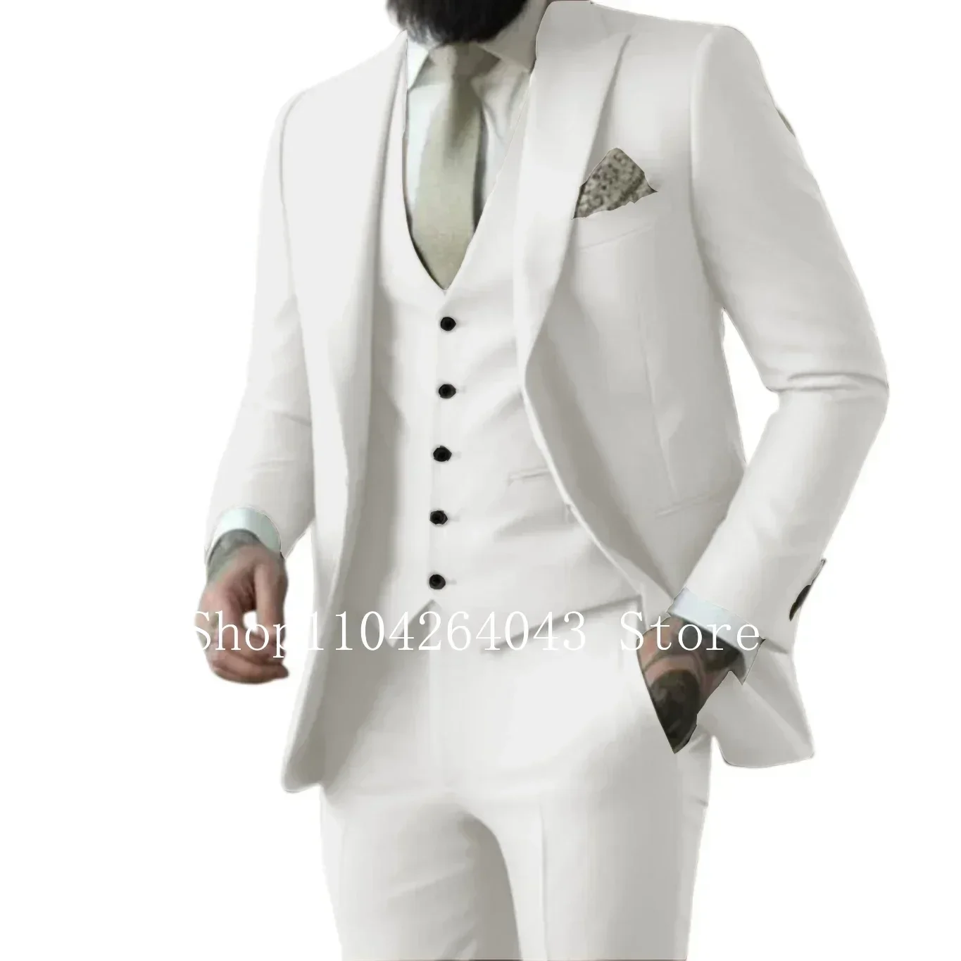 Elegant Men's Suits 3 Pieces Blazer Vest and Pants Peak Lapel Suits for Men for Wedding Business Full Man Terno Comfy Men's Suit